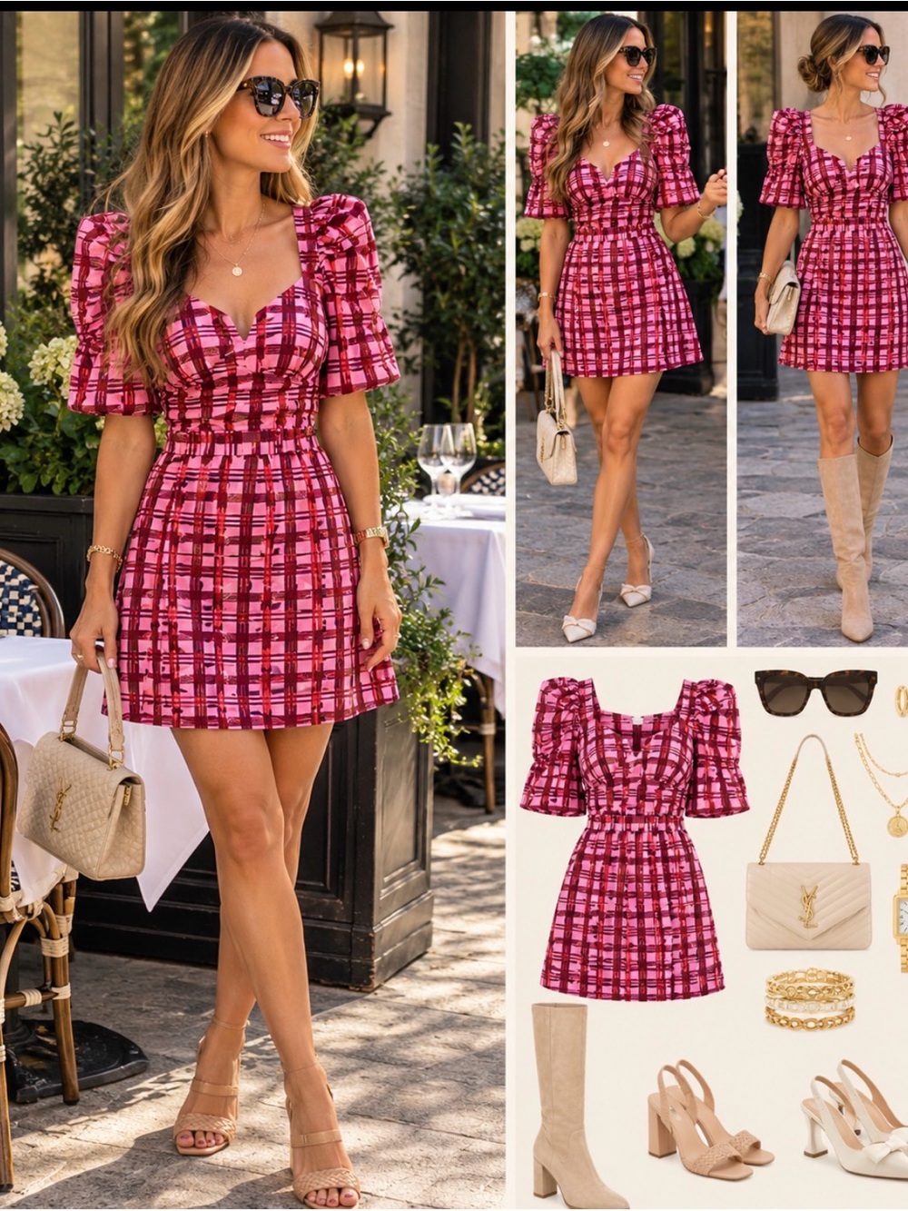 Pink Plaid Women's Dress